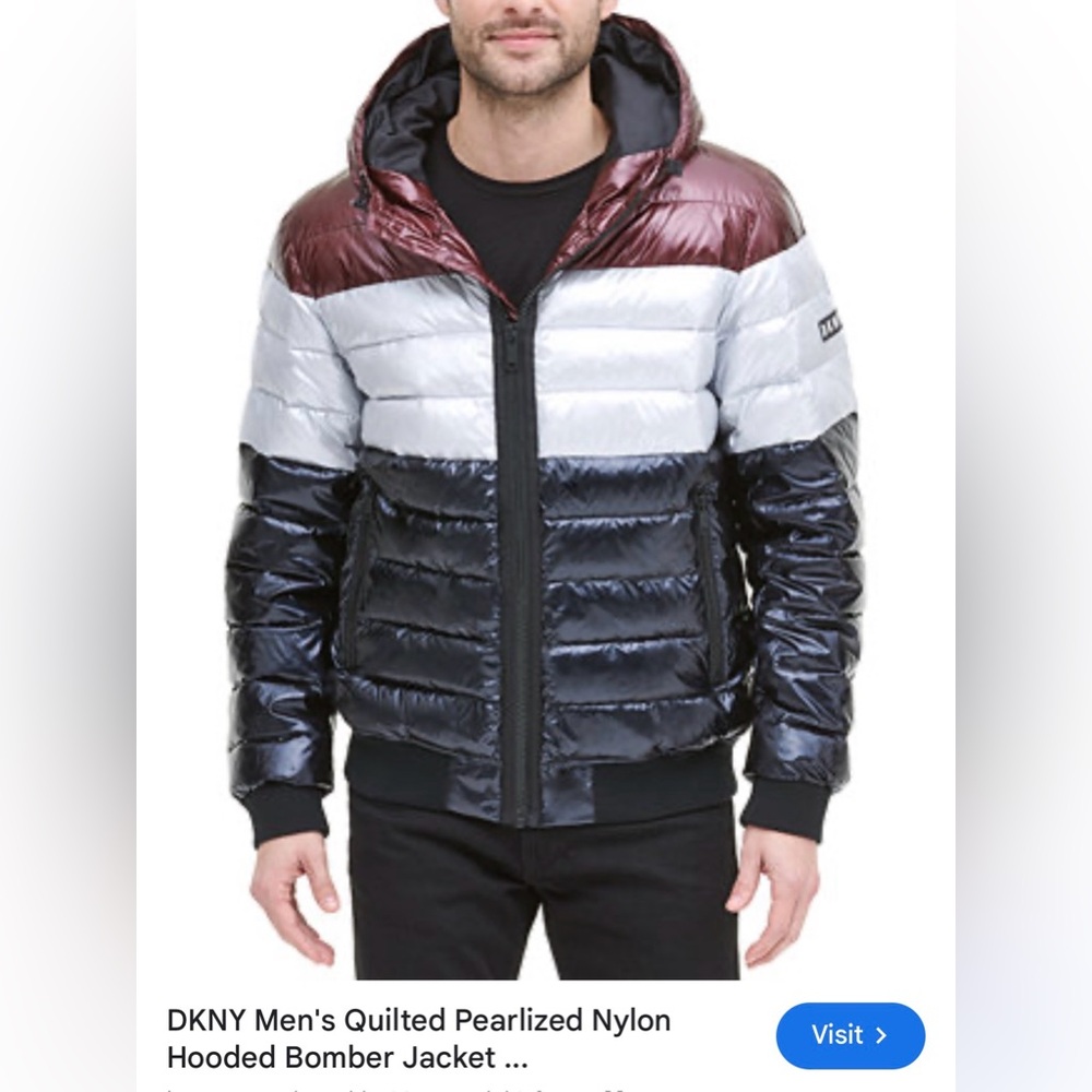 DKNY Men's Tri-Color Puffer Jacket